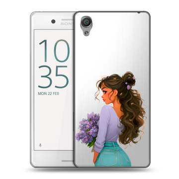 Пластиковый чехол на Sony Xperia X Performance с принтом девушка цветы