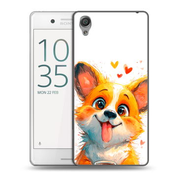 Пластиковый чехол на Sony Xperia X Performance с принтом корги Пластиковый чехол на Sony Xperia X Performance с принтом корги