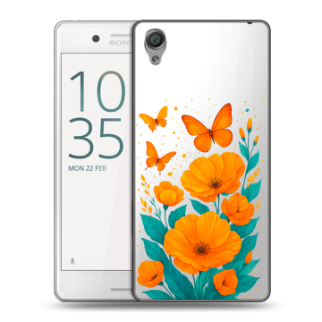 Пластиковый чехол на Sony Xperia X Performance с принтом цветы бабочки