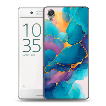 Пластиковый чехол на Sony Xperia X Performance с принтом Мрамор блестки