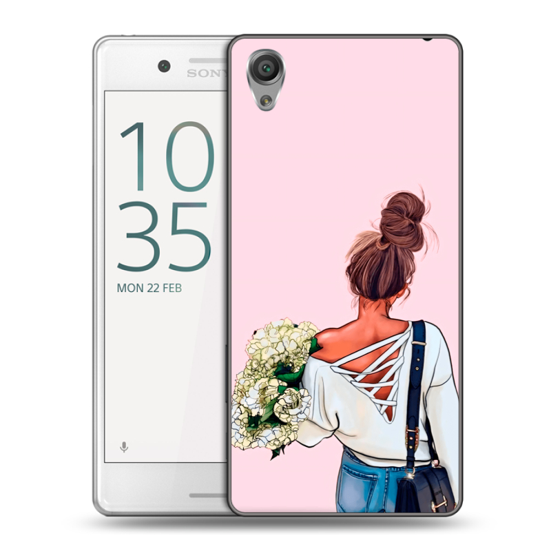 Пластиковый чехол на Sony Xperia X Performance с принтом Девушка и букет Пластиковый чехол на Sony Xperia X Performance с принтом Девушка и букет