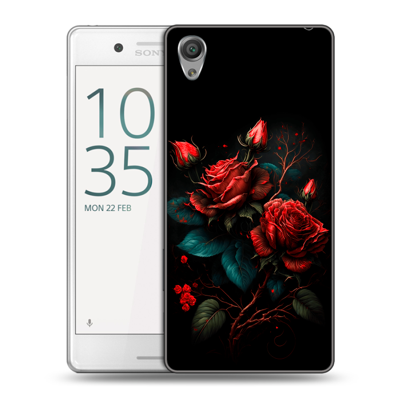 Пластиковый чехол на Sony Xperia X Performance с принтом Розы красные Пластиковый чехол на Sony Xperia X Performance с принтом Розы красные