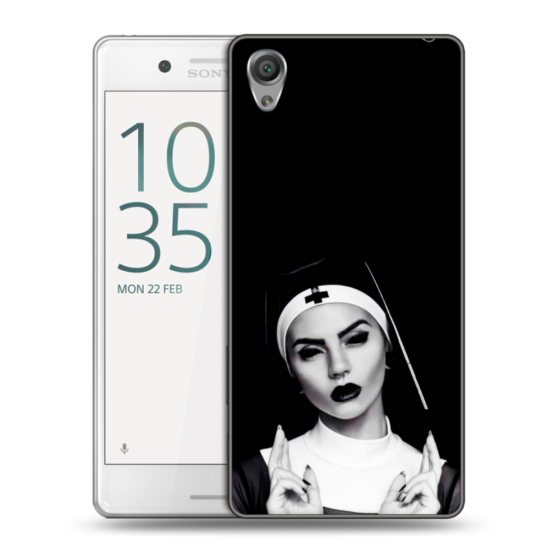 Пластиковый чехол на Sony Xperia X Performance с принтом монашка Пластиковый чехол на Sony Xperia X Performance с принтом монашка