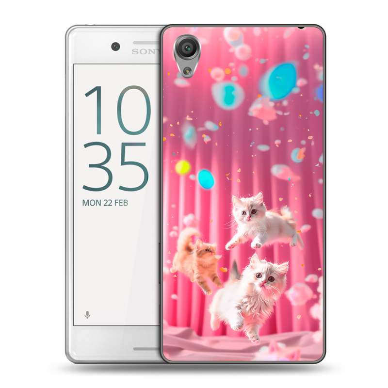 Пластиковый чехол на Sony Xperia X Performance с принтом милые котики Пластиковый чехол на Sony Xperia X Performance с принтом милые котики