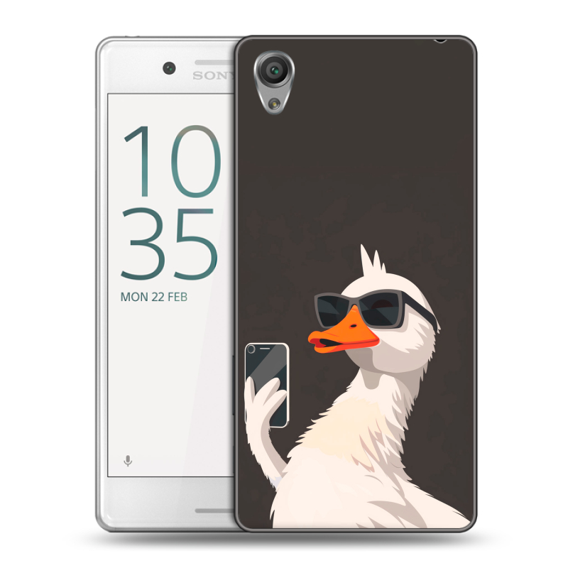 Пластиковый чехол на Sony Xperia X Performance с принтом утка в очках Пластиковый чехол на Sony Xperia X Performance с принтом утка в очках