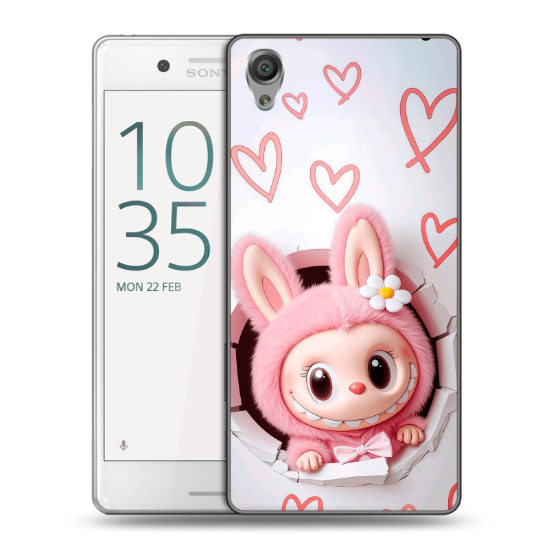Пластиковый чехол на Sony Xperia X Performance с принтом Labubu Лабубу Пластиковый чехол на Sony Xperia X Performance с принтом Labubu Лабубу