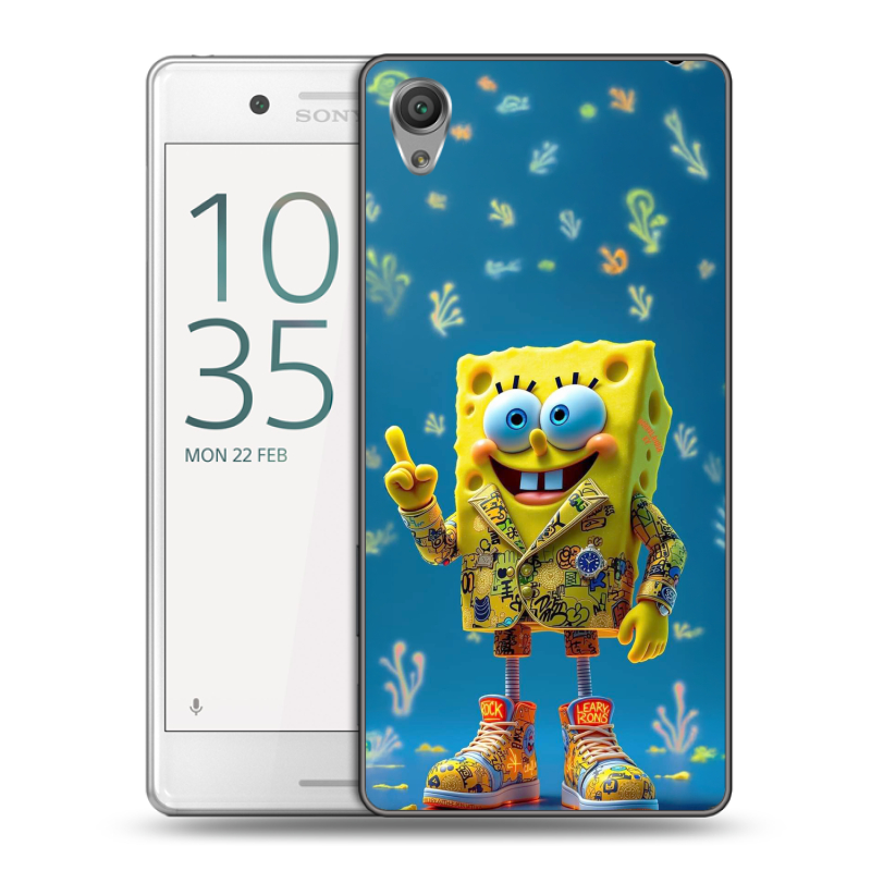 Пластиковый чехол на Sony Xperia X Performance с принтом Спанч боб Спанчбоб Пластиковый чехол на Sony Xperia X Performance с принтом Спанч боб Спанчбоб