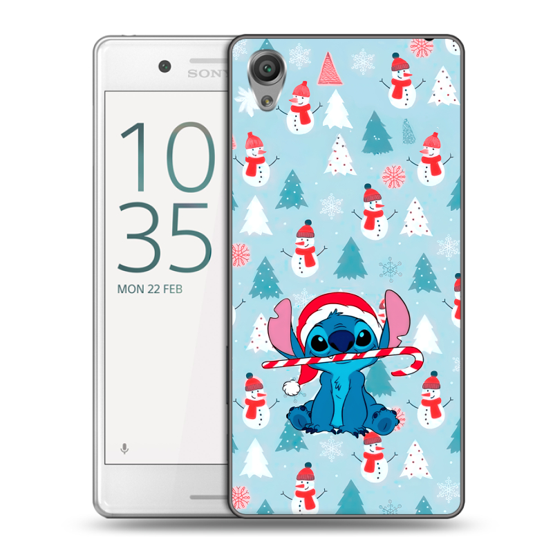 Пластиковый чехол на Sony Xperia X Performance с принтом Стич Новый год Пластиковый чехол на Sony Xperia X Performance с принтом Стич Новый год