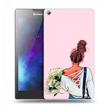 Силиконовый чехол на планшета Lenovo Tab 3 7 с принтом Девушка и букет Силиконовый чехол на планшета Lenovo Tab 3 7 с принтом Девушка и букет