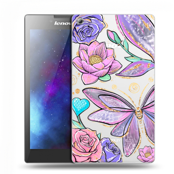 Силиконовый чехол на Lenovo Tab 3 7 с принтом Бабочки и цветы