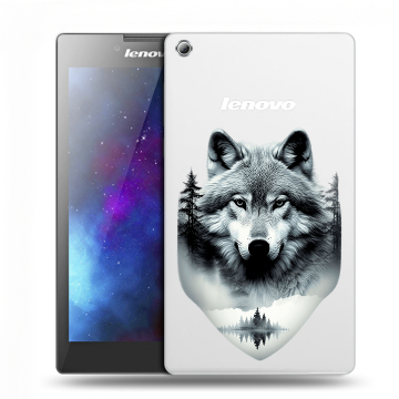 Силиконовый чехол на Lenovo Tab 3 7 с принтом Волк в лесу