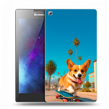 Силиконовый чехол на Lenovo Tab 3 7 с принтом Корги на скейте