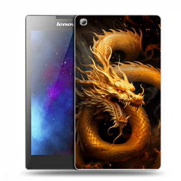 Силиконовый чехол на Lenovo Tab 3 7 с принтом Золотой дракон Силиконовый чехол на Lenovo Tab 3 7 с принтом Золотой дракон