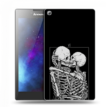 Силиконовый чехол на Lenovo Tab 3 7 с принтом Поцелуй скелетов