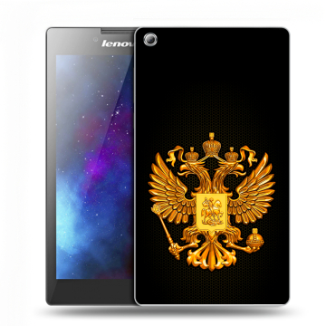 Силиконовый чехол на Lenovo Tab 3 7 с принтом Герб России желтый
