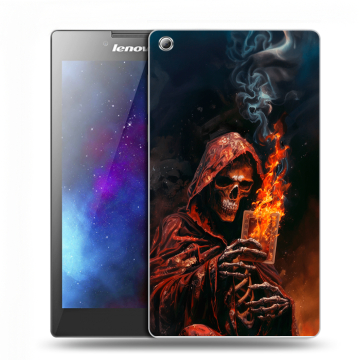 Силиконовый чехол на Lenovo Tab 3 7 с принтом Скелет и карты