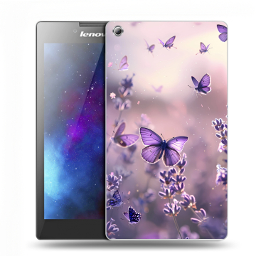 Силиконовый чехол на Lenovo Tab 3 7 с принтом бабочки и лаванда