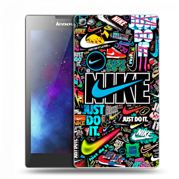 Силиконовый чехол на Lenovo Tab 3 7 с принтом найк nike черный Силиконовый чехол на Lenovo Tab 3 7 с принтом найк nike черный