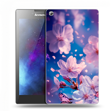 Силиконовый чехол на Lenovo Tab 3 7 с принтом цветы бабочки