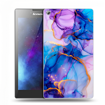 Силиконовый чехол на Lenovo Tab 3 7 с принтом синий мрамор