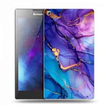 Силиконовый чехол на Lenovo Tab 3 7 с принтом синий мрамор
