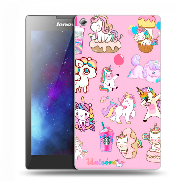 Силиконовый чехол на Lenovo Tab 3 7 с принтом розовые единороги