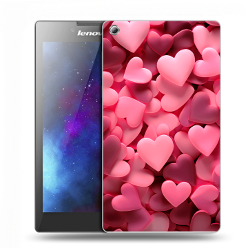 Силиконовый чехол на Lenovo Tab 3 7 с принтом розовые сердечки