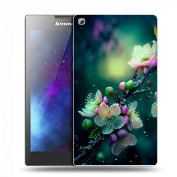 Силиконовый чехол на Lenovo Tab 3 7 с принтом Цветы и мрамор