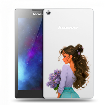 Силиконовый чехол на Lenovo Tab 3 7 с принтом девушка цветы
