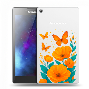 Силиконовый чехол на Lenovo Tab 3 7 с принтом цветы бабочки