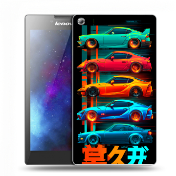 Силиконовый чехол на Lenovo Tab 3 7 с принтом машины тачки