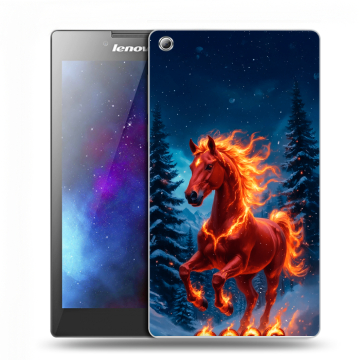 Силиконовый чехол на Lenovo Tab 3 7 с принтом Новый год коня