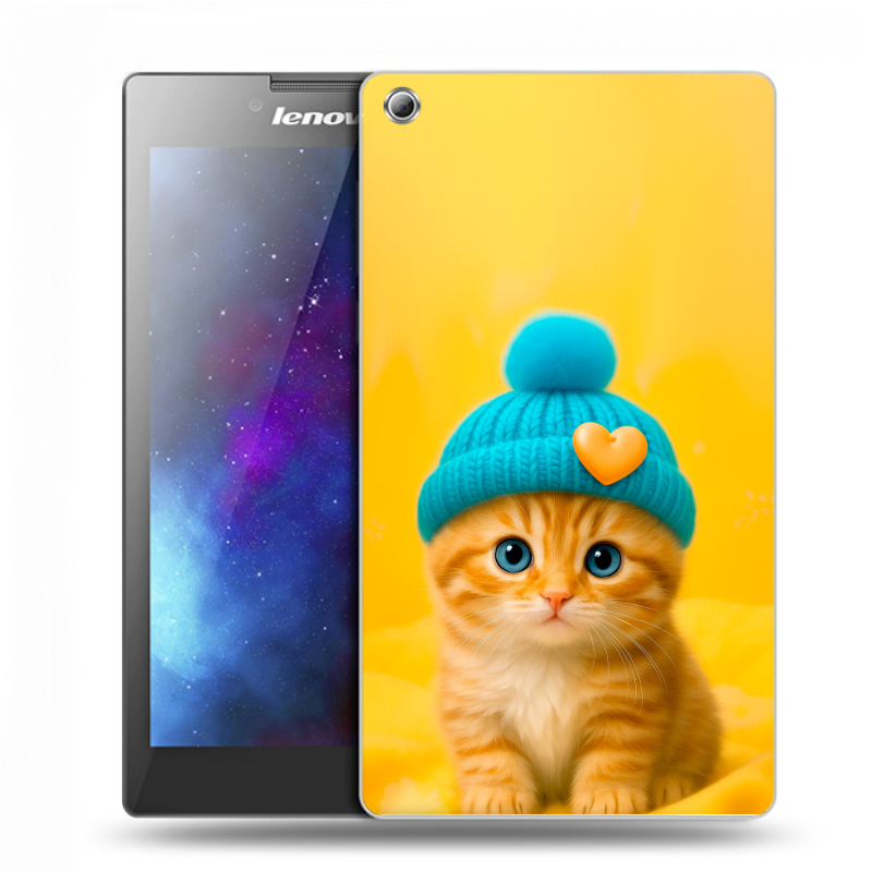 Силиконовый чехол на Lenovo Tab 3 7 с принтом Котенок в шапке Силиконовый чехол на Lenovo Tab 3 7 с принтом Котенок в шапке