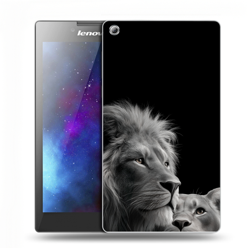 Силиконовый чехол на Lenovo Tab 3 7 с принтом Лев кошки Силиконовый чехол на Lenovo Tab 3 7 с принтом Лев кошки