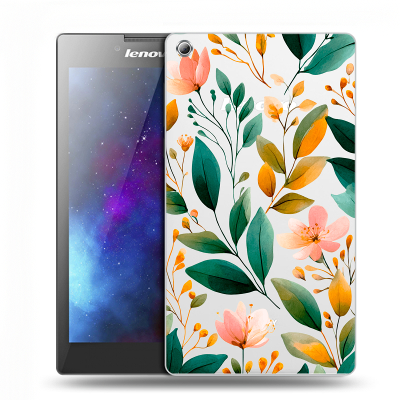 Силиконовый чехол на Lenovo Tab 3 7 с принтом Цветы паттерн Силиконовый чехол на Lenovo Tab 3 7 с принтом Цветы паттерн