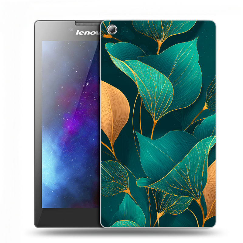 Силиконовый чехол на Lenovo Tab 3 7 с принтом Листья и золото Силиконовый чехол на Lenovo Tab 3 7 с принтом Листья и золото