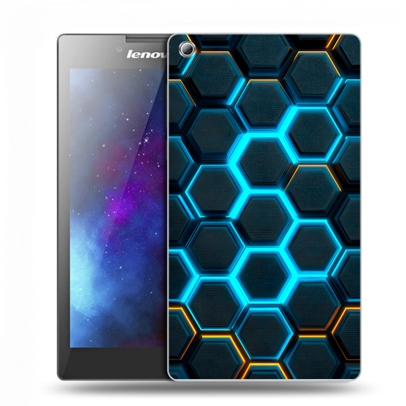 Силиконовый чехол на Lenovo Tab 3 7 с принтом Неоновые соты Силиконовый чехол на Lenovo Tab 3 7 с принтом Неоновые соты