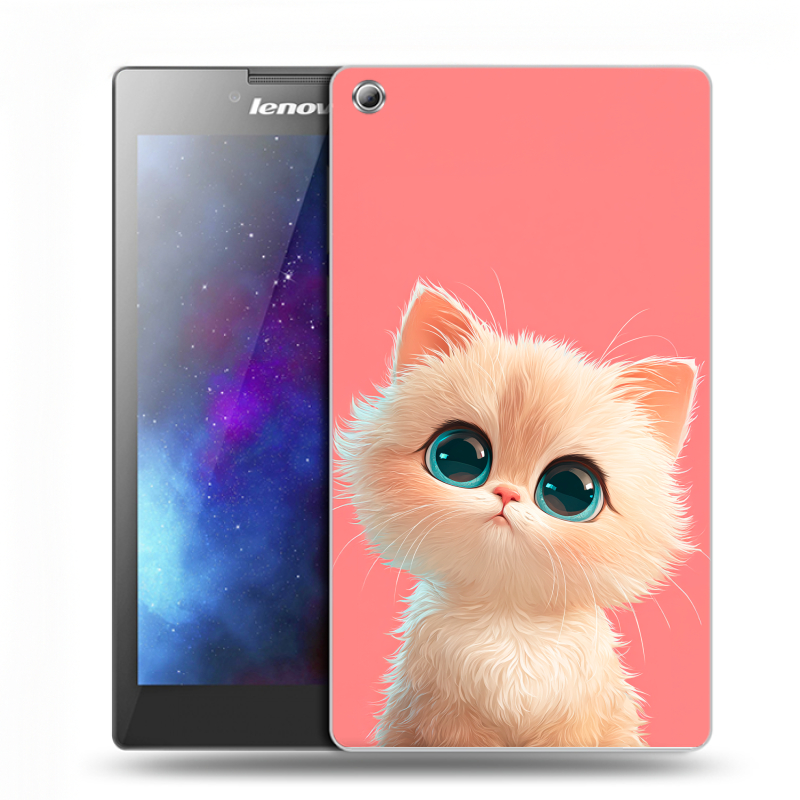 Силиконовый чехол на Lenovo Tab 3 7 с принтом Розовый котенок Силиконовый чехол на Lenovo Tab 3 7 с принтом Розовый котенок
