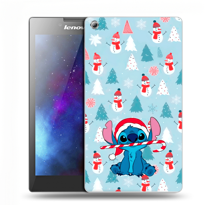 Силиконовый чехол на Lenovo Tab 3 7 с принтом Стич Новый год Силиконовый чехол на Lenovo Tab 3 7 с принтом Стич Новый год