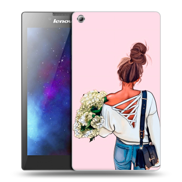 Силиконовый чехол на планшета Lenovo Tab 3 8 с принтом Девушка и букет Силиконовый чехол на планшета Lenovo Tab 3 8 с принтом Девушка и букет