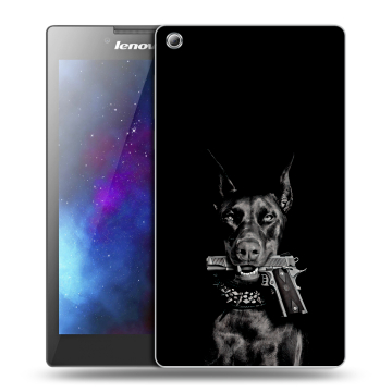 Силиконовый чехол на планшета Lenovo Tab 3 8 с принтом Доберман и пистолет Силиконовый чехол на планшета Lenovo Tab 3 8 с принтом Доберман и пистолет