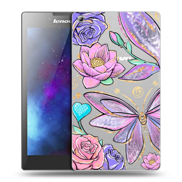 Силиконовый чехол на Lenovo Tab 3 8 с принтом Бабочки и цветы