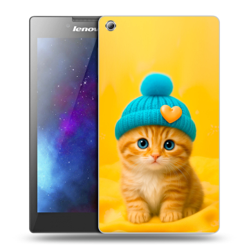 Силиконовый чехол на Lenovo Tab 3 8 с принтом Котенок в шапке Силиконовый чехол на Lenovo Tab 3 8 с принтом Котенок в шапке