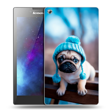 Силиконовый чехол на Lenovo Tab 3 8 с принтом Мопс в шапке