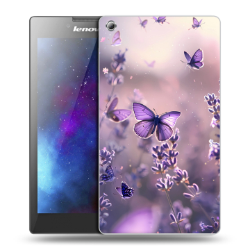 Силиконовый чехол на Lenovo Tab 3 8 с принтом бабочки и лаванда
