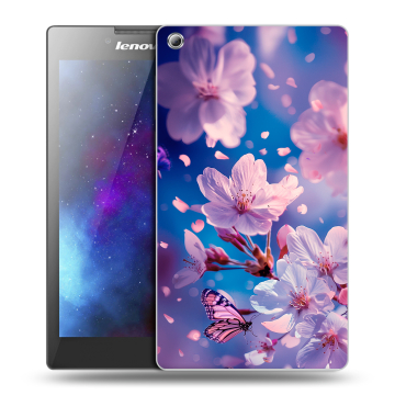 Силиконовый чехол на Lenovo Tab 3 8 с принтом цветы бабочки