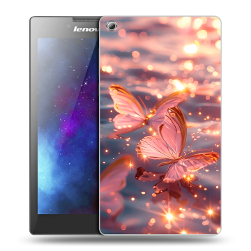 Силиконовый чехол на Lenovo Tab 3 8 с принтом бабочки розовые