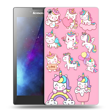 Силиконовый чехол на Lenovo Tab 3 8 с принтом Единороги и радуга Силиконовый чехол на Lenovo Tab 3 8 с принтом Единороги и радуга