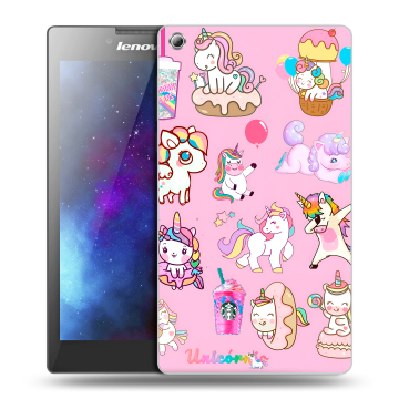 Силиконовый чехол на Lenovo Tab 3 8 с принтом розовые единороги Силиконовый чехол на Lenovo Tab 3 8 с принтом розовые единороги