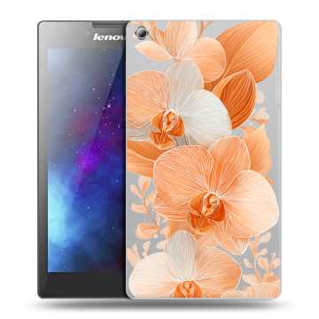 Силиконовый чехол на планшета Lenovo Tab 3 8 с принтом Бежевые цветы